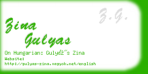zina gulyas business card